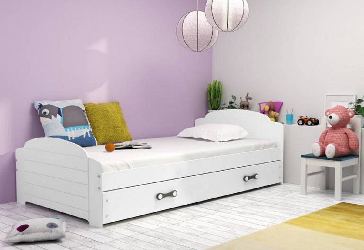 Supermobel Dětská postel LILI P2 + matrace + rošt ZDARMA, 90x200, bílý, bílá