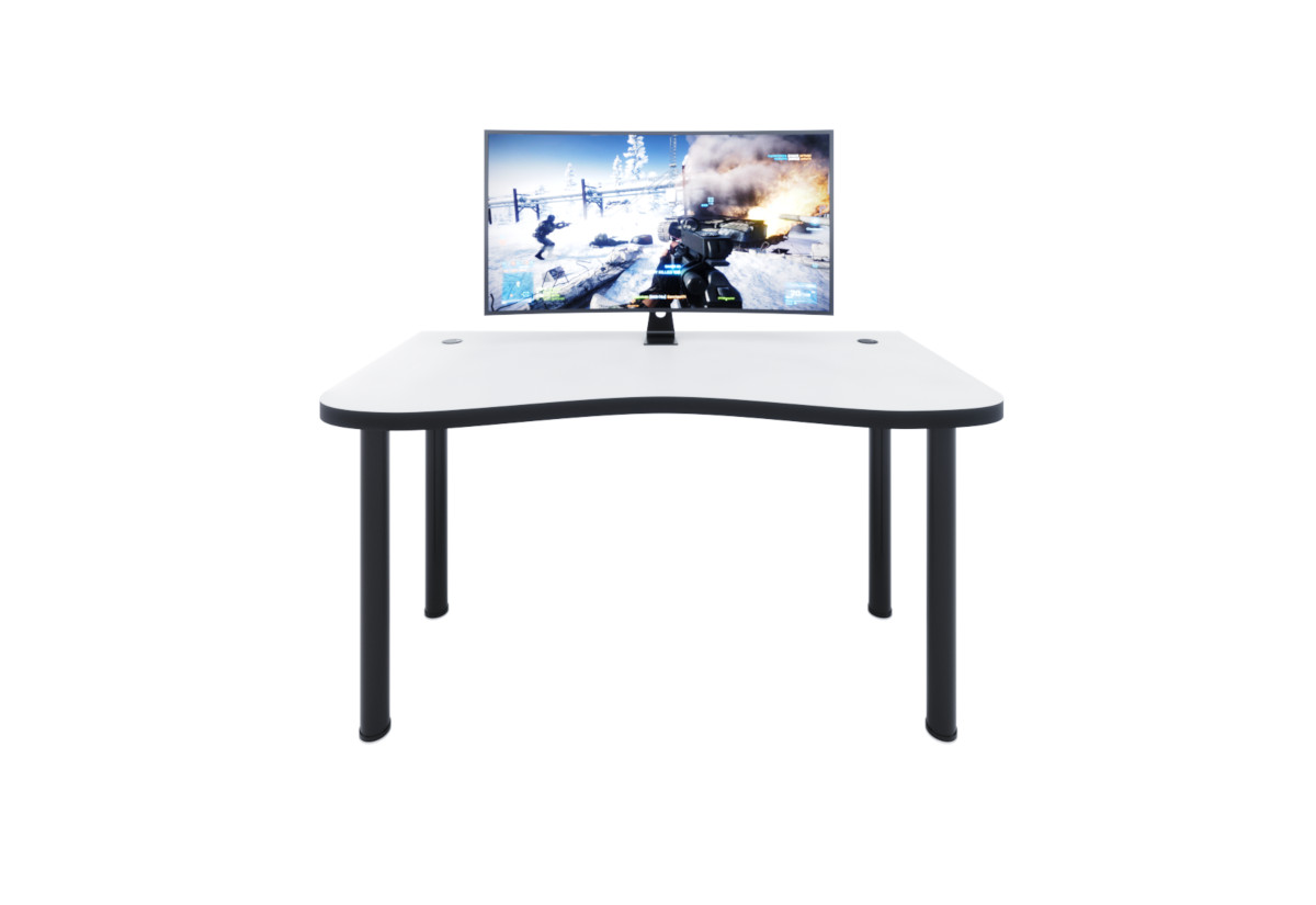 Supermobel Počítačový herní stůl Y1, 135x73-76x65, bílá/černé nohy + USB HUB