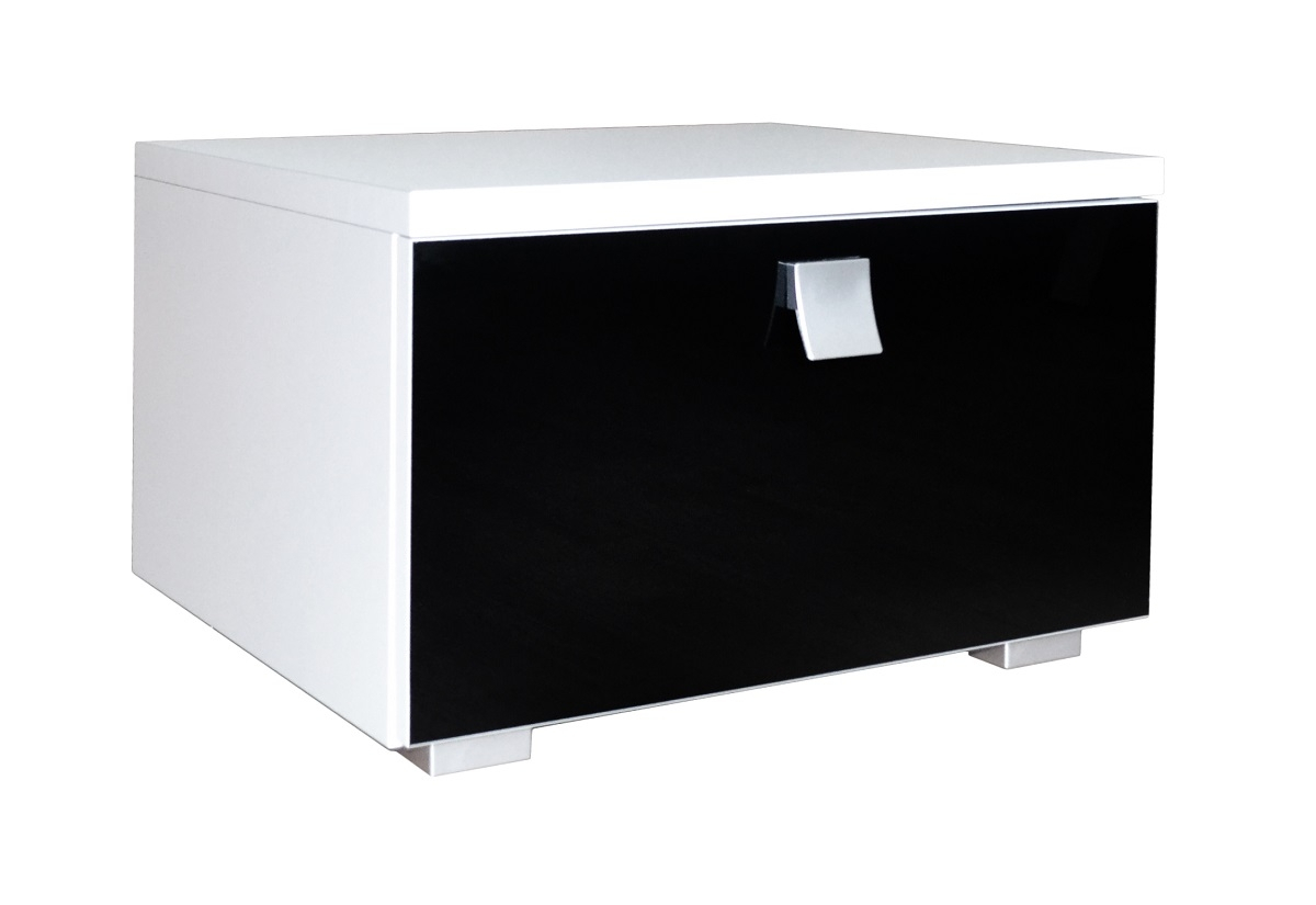 Supermobel Noční stolek RIVA, bílá/černá lesk