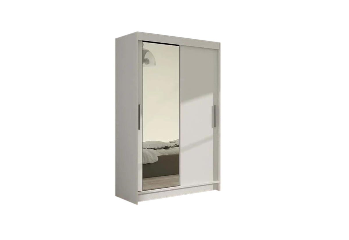 Supermobel Posuvná šatní skříň MIAMI VI se zrcadlem, 120x200x58, bílá mat