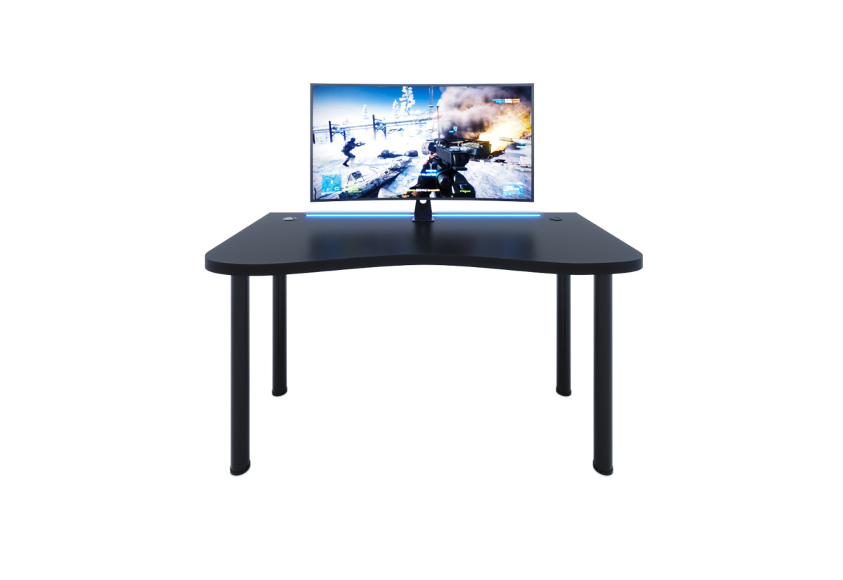 Supermobel Počítačový herní stůl Y2 s LED, 135x73-76x65, černá/černé nohy