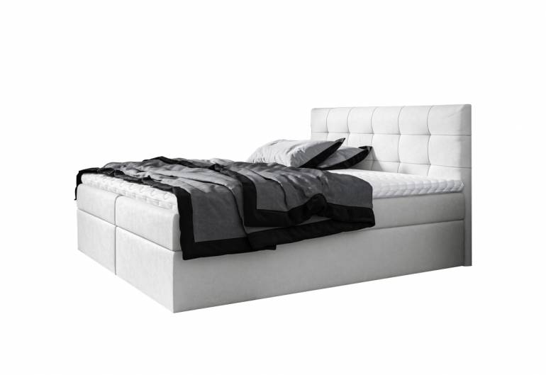 Čalouněná postel boxspring ROCCO + úložný prostor + vrchní matrace