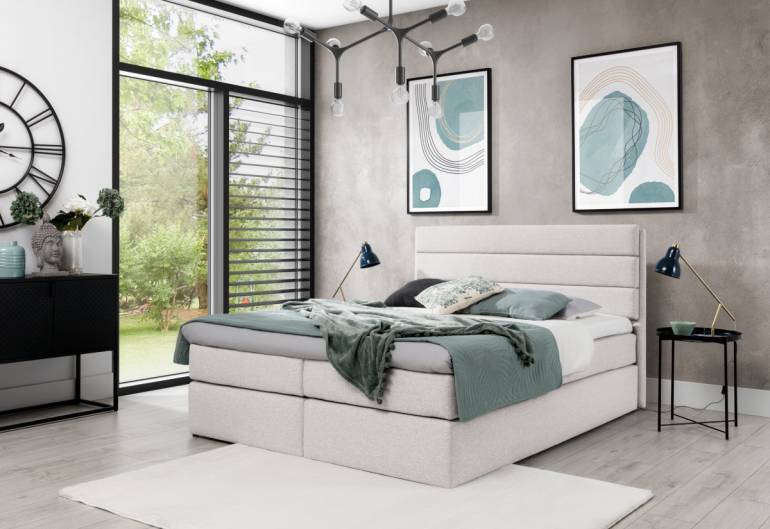 Čalouněná postel boxspring RIVIERA + vrchní matrace