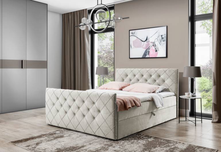 Čalouněná postel boxspring MALAGA + vrchní matrace