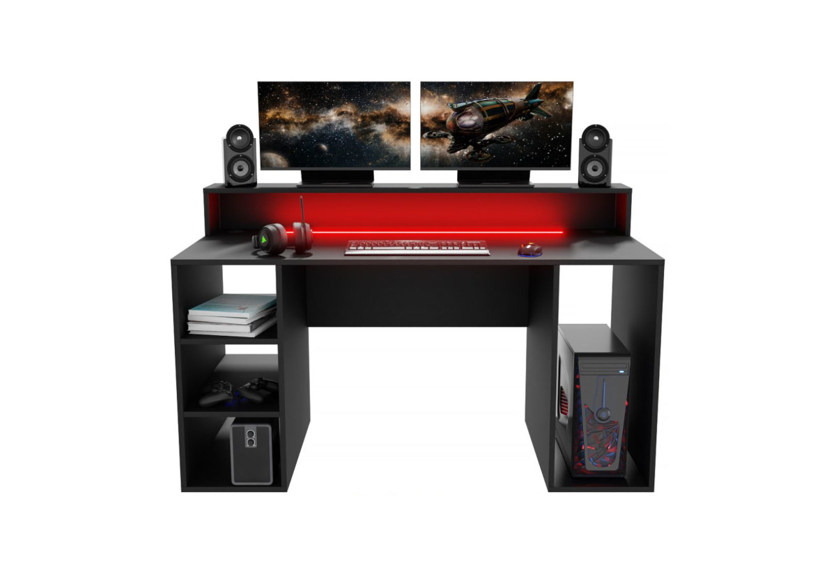 Supermobel Počítačový herní stůl ENIGMA + LED, 150x74x70, černá