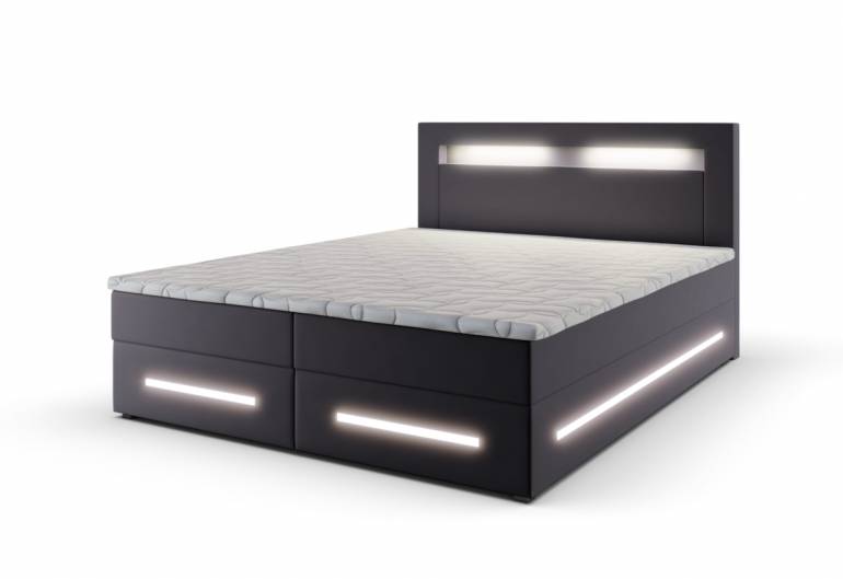 Čalouněná postel boxspring MANU + vrchní matrace