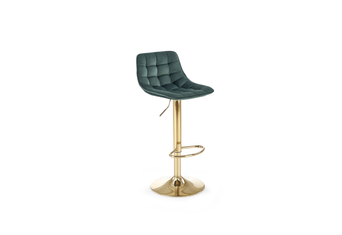 Supermobel Barová židle H-120, 43x84-106x44, tmavě zelená/zlatá