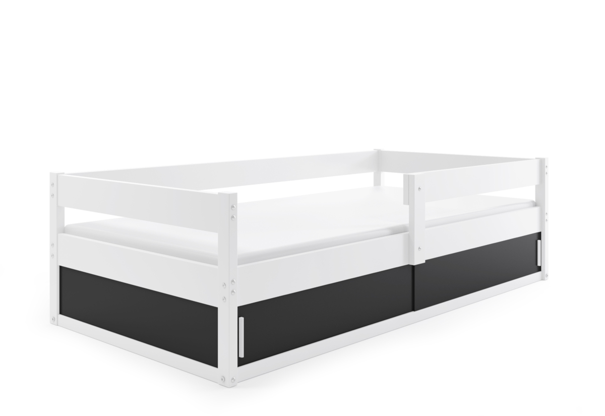 Supermobel Dětská postel HUGO + matrace, 80x160, bílá/černá