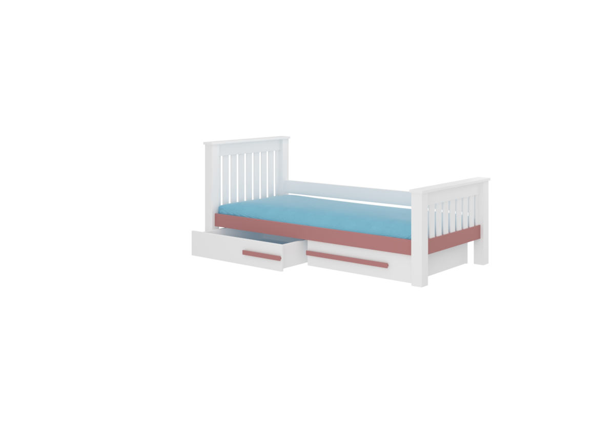Supermobel Dětská postel CARMEL + matrace, 90x190, bílá/růžová