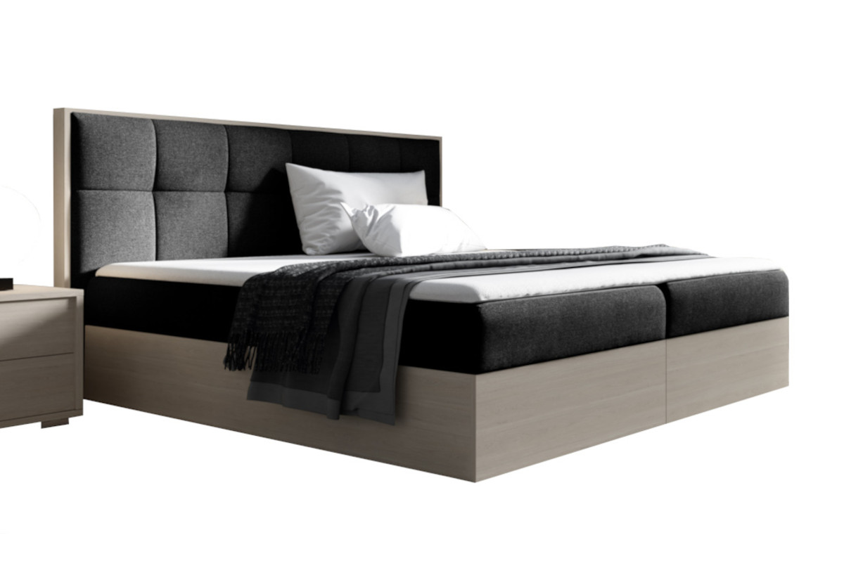 Supermobel Manželská postel WOOD 8, 200x200, nordic teak/černá