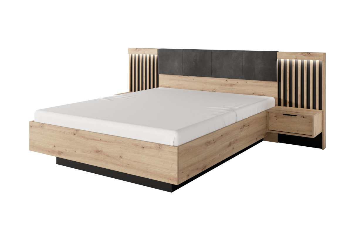 Supermobel Manželská postel s nočními stolky TALLY, 160x200, dub artisan/antracit